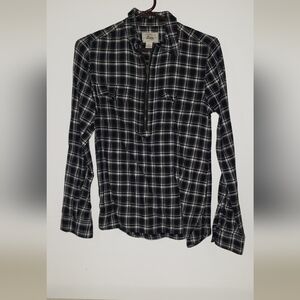 G.H. Bass & Co. Black and White Plaid Zip Shirt